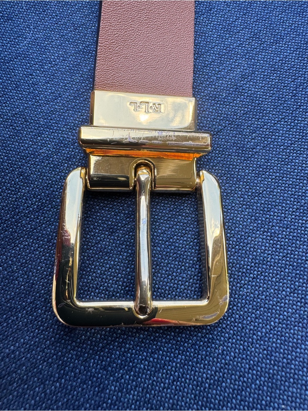 Lauren Ralph Lauren RLL Women’s Cognac Brown Leather Belt Gold Buckle - Picture 7 of 8